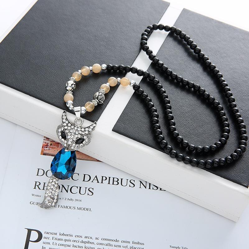 Ожерелье из бисера, длинная винтажная веревка в стиле бохо, ломтик цепи, каменные подвески, богемные этнические женщины