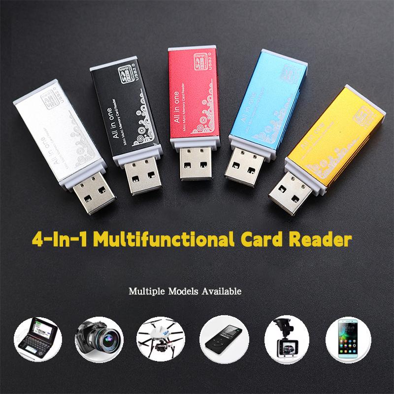 Универсальный кард-ридер 4-портовый USB 2.0 для карт памяти SD/TF/M2/MS, адаптер для карт памяти фото- и видеокамер, аксессуары для компьютера, ноутбука, автомобиля