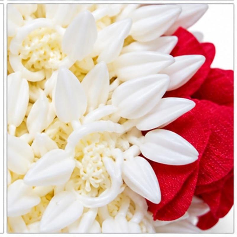 Artificial Traditional White Floral Hair Gajra Accessory With Red Flower Design For Bridal And Wedding Wear - Pack Of 12
