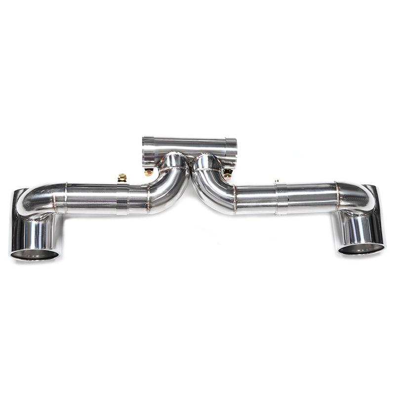 Porsche 718 GT4 Upgrade: Stainless Steel Dual Exhaust with Muffler & Black Tailpipe Tips