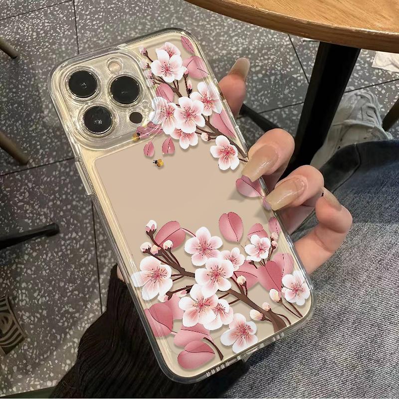 Реалистичный чехол для телефона с узором ветки сакуры для серий iPhone 17 16 15 14 13 12 11 16E Pro Max Plus