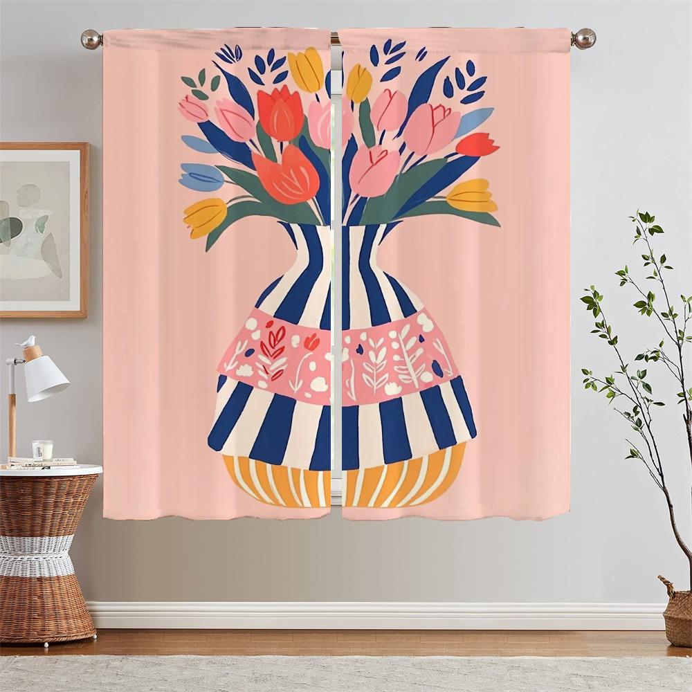 Огненно-красные тюльпаны кухонные шторы салон 2 дешевые штуки спальня шторы блэкаут для гостиной жалюзи штора для ванной дома
