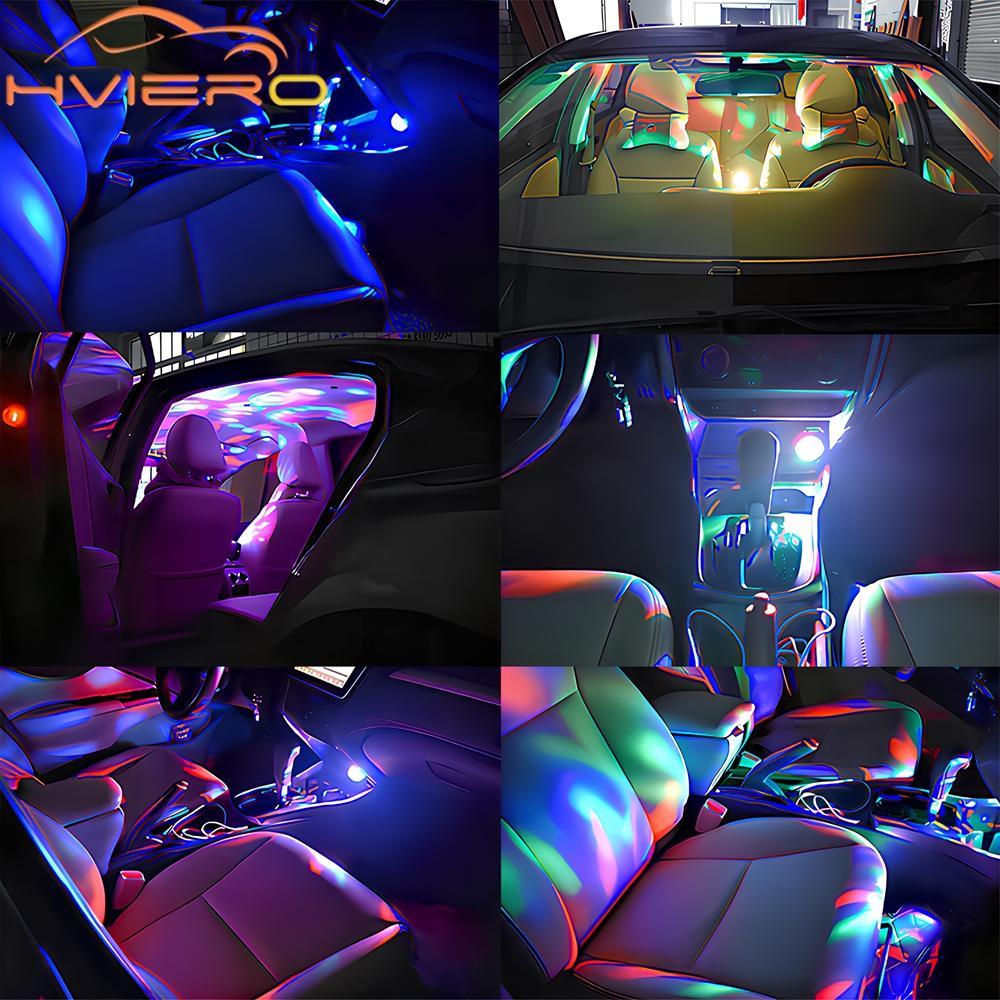 Автомобильный USB Ambient Light DJ RGB Mini Красочный музыкальный звуковой свет USB-C Интерфейс Apple Интерфейс Праздничная вечеринка Караоке