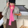 Y2K Knitted Scarf Solid Color Long Narrow Scarves Casual Wool Shawl  Outdoor