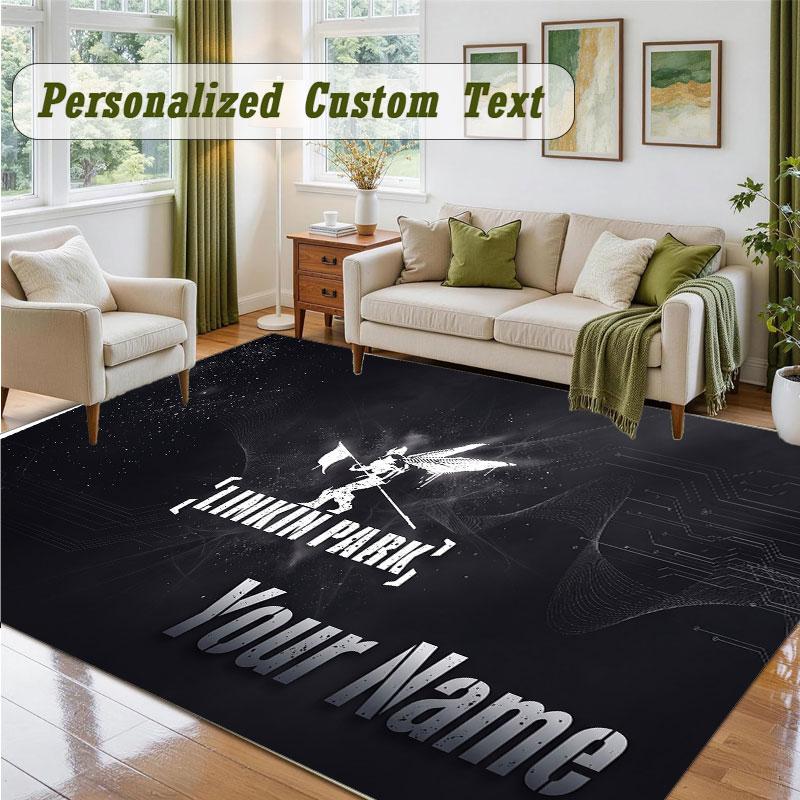 Crystal Velvet Square Rug Custom NameLinkin Park Pattern Non Slip Home Floor Decor Rug