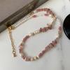 Жемчужное ожерелье Xia Freshwater Accessories Натуральная розовая цепочка на шею с кристаллами Dopamine Pink, женская цепочка на свитер