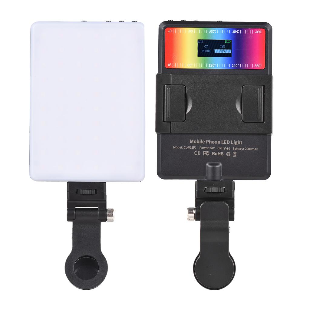 5W RGB Photography Lamp Bi-color LED Light Pocket Vlog Light 2500K-9000K Color Temperature Dimmable
