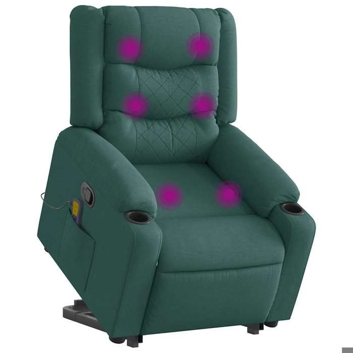 VidaXL Reclining Massage Armchair Dark Green Fabric 3310271