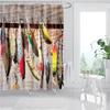 Retro Artistic Flag Shower Curtain Rustic Country Barn Door Pattern Bath Curtains Bathroom Curtains for Bathtub Home Art Decor