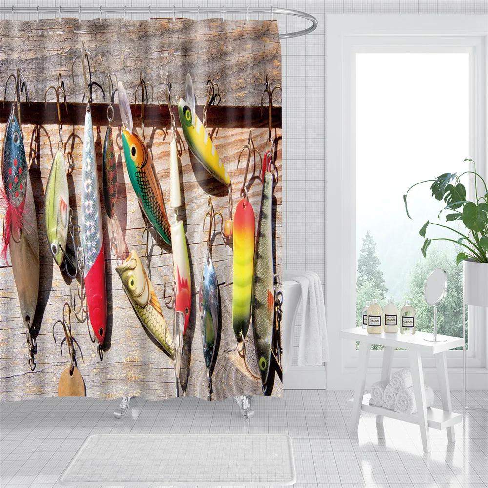 Retro Artistic Flag Shower Curtain Rustic Country Barn Door Pattern Bath Curtains Bathroom Curtains for Bathtub Home Art Decor