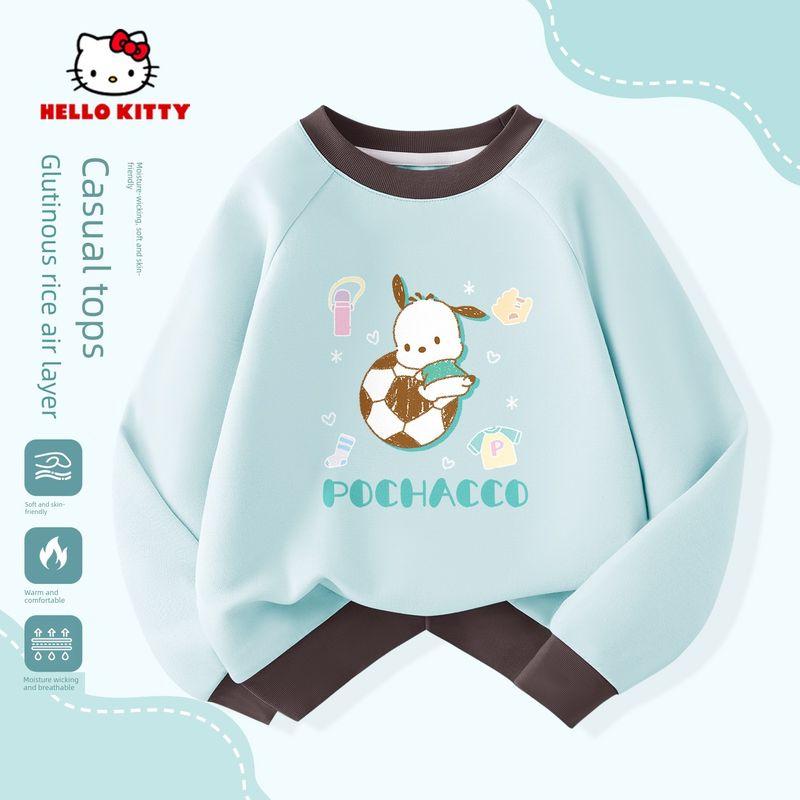 Hello Kitty Girls' Long-Sleeved T-Shirt, Kidsren's Base Layer Shirt, Pink Sweatshirt, Color-Blocked, Stylish Little Girl's Top, Spring