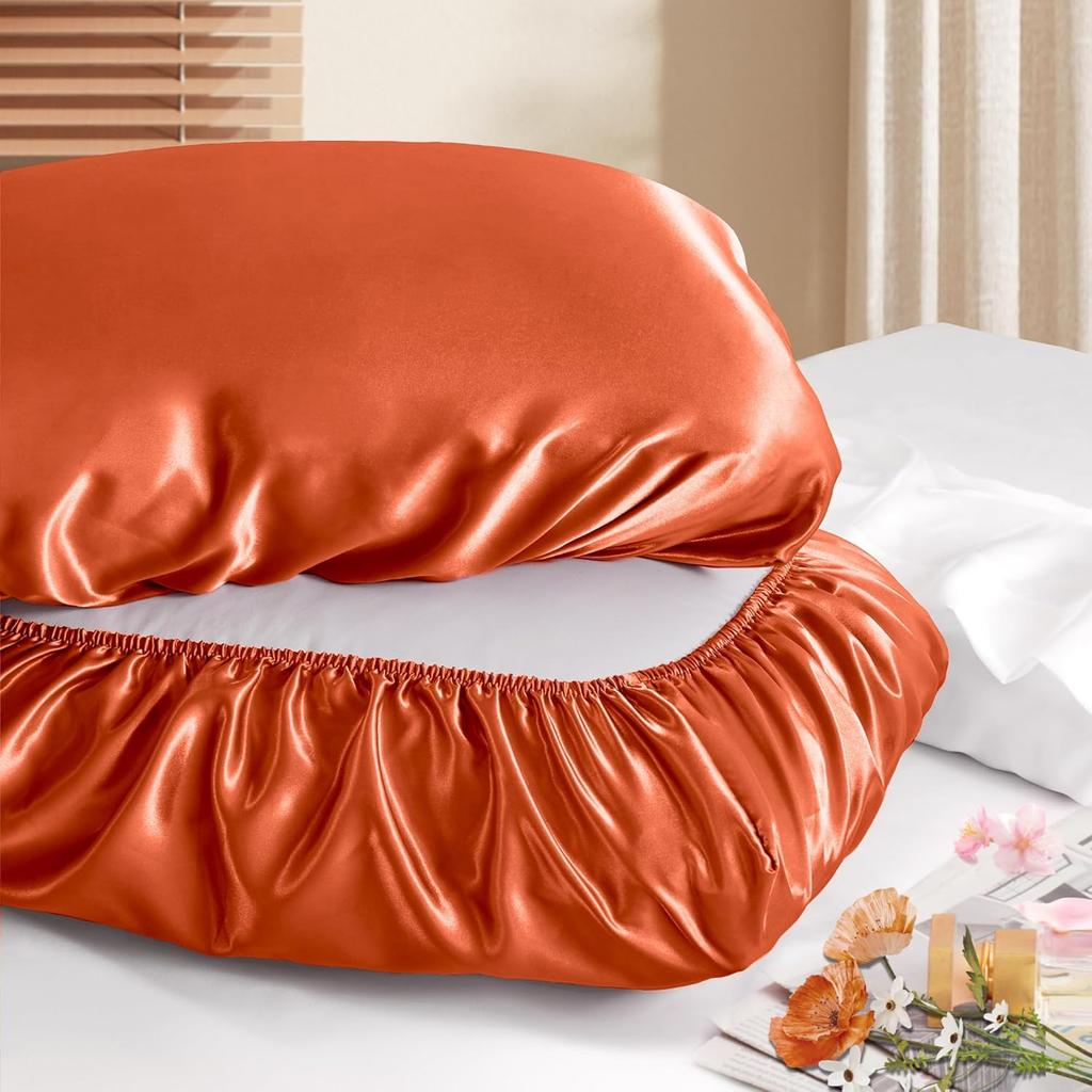 Manyshofu Атласные Наволочки для Защиты Волос - 1 шт. Темно-синие Наволочки, Эластичная Лента, Стандартный и Queen Размеры, Атласные Наволочки, Роскошные Шёлковые Наволочки