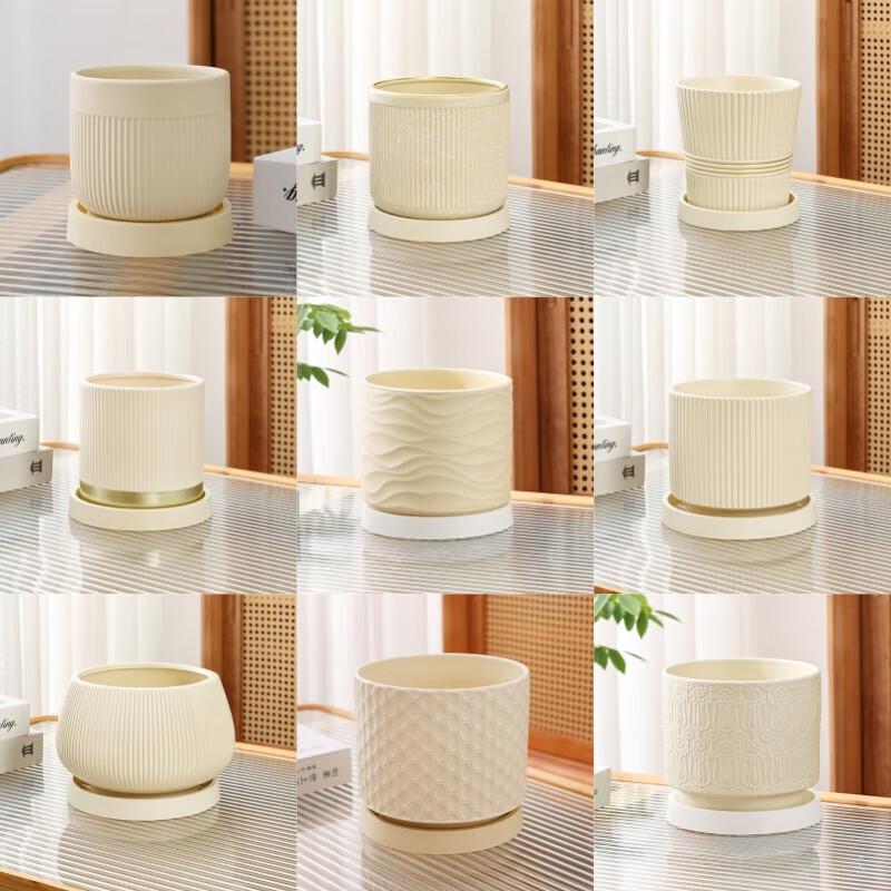 Deer-Tone Ceramic Planter with Tray