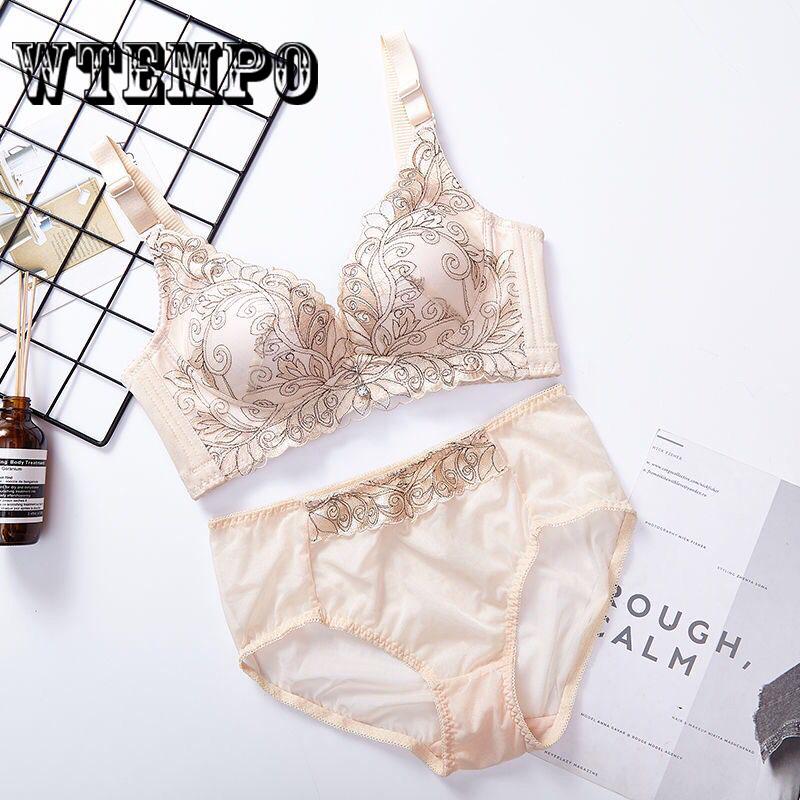 Ultra-thin Lace Sexy Thin Cotton Cup Plump Big Push Up Sexy Bra Sets