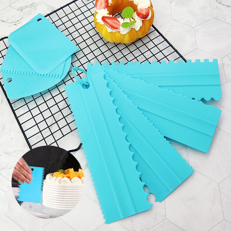 3/4 шт. двухсторонние разглаживатели крема для торта с удлиненным скребком, зубчатый скребок для бытовых инструментов для выпечки