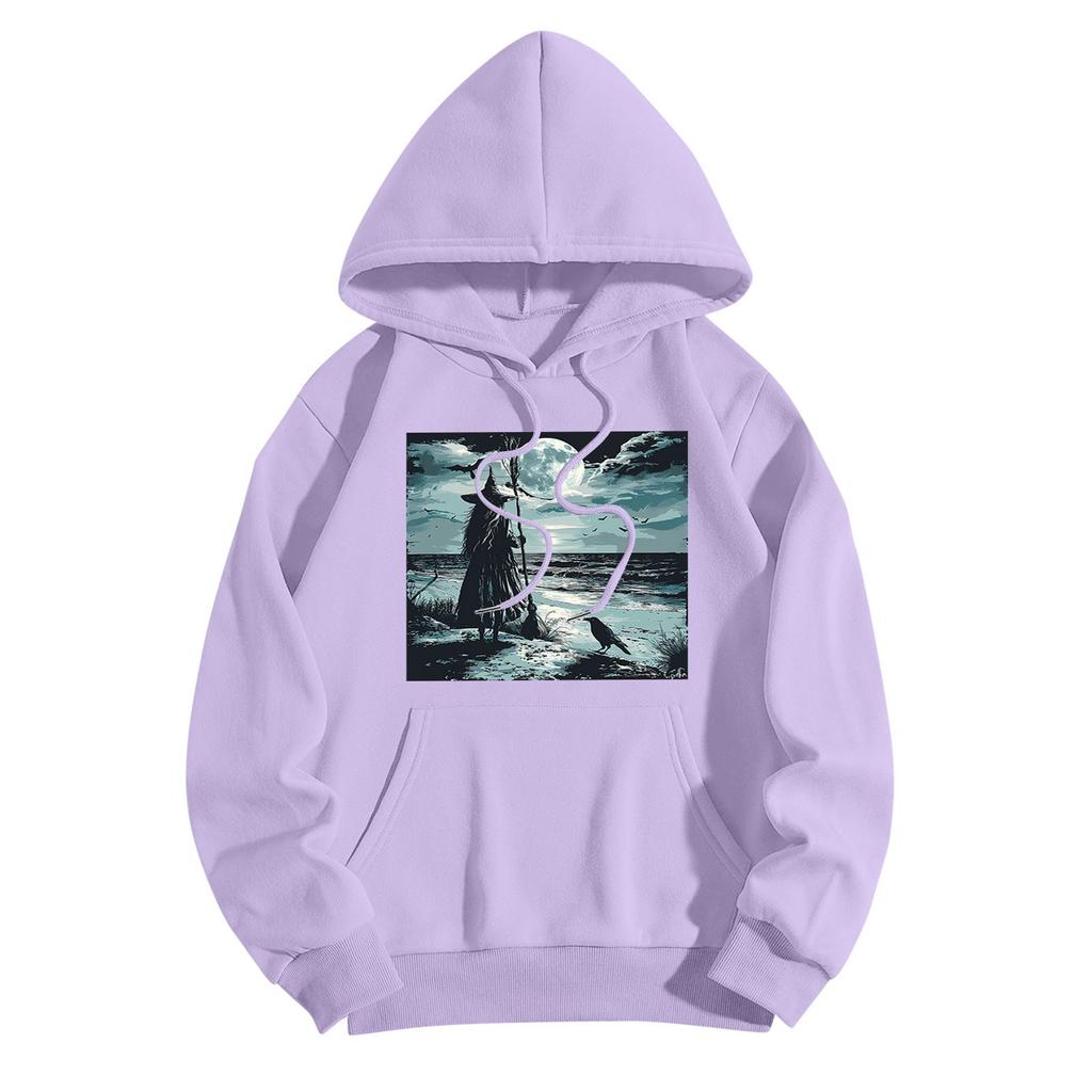 Толстовки для девочек-подростков с длинным рукавом и принтом, повседневные толстовки с графическим принтом, пуловер на шнурке, симпатичная толстовка большого размера