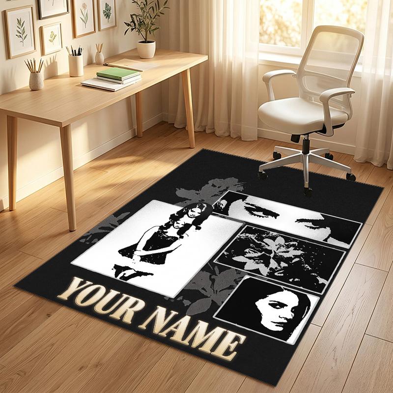 Personalized Crystal Velvet Carpet,Lana Del Rey Custom Printed Name, Plush Area Rug For Home Indoor Decor
