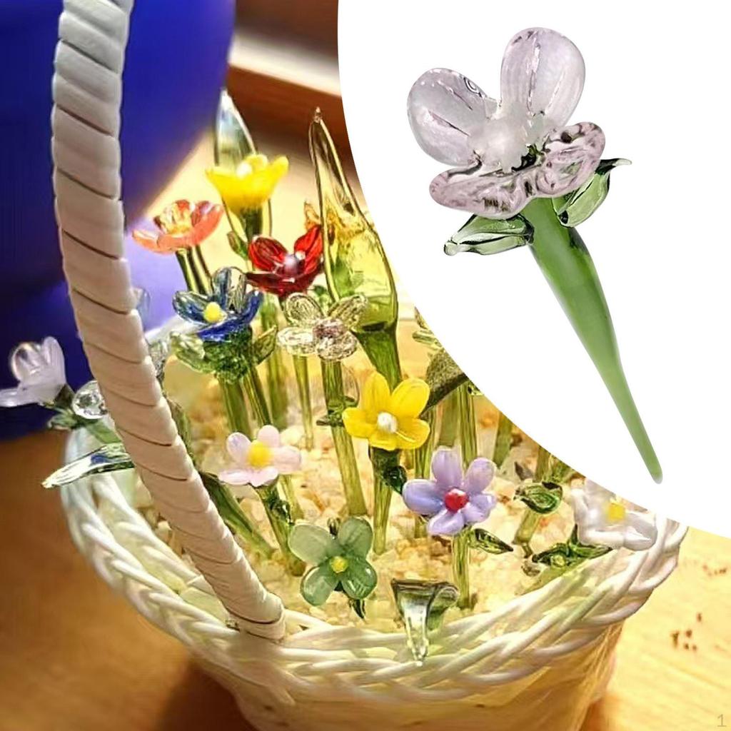 Мини-стеклянный цветок, искусственные поделки, декор, подарки, украшение, цветочная фигурка для комнаты мамы и жены
