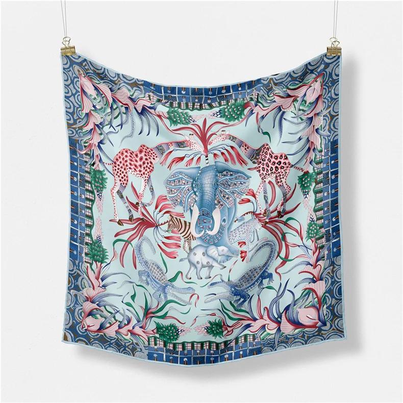 Luxury Print Silk Square Scarf Women Spring Neck Tie Shawl Wraps Female 53cm Hair Hand Wrist Headkercheif Hijab Bandana