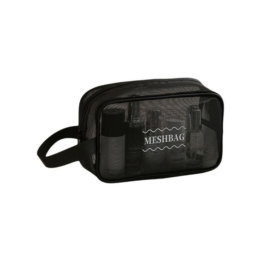 Large Capacity Mesh Cosmetic Bag Bow Travel Bathing Kit Fashion Toiletry Storage Bag Ladies