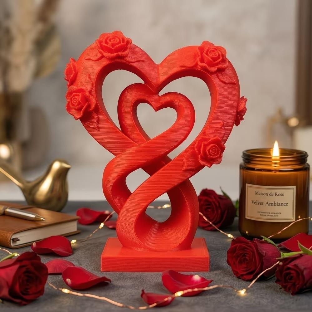 Modern Heart Rose Ornament Romantic Heart Statue Ornament Creative Love Ornament  Valentine’s Gift