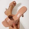 One Word with Transparent Sandals Female 2025 New Summer White High Heels Stiletto Fairy Style Camel Cool Slippers
