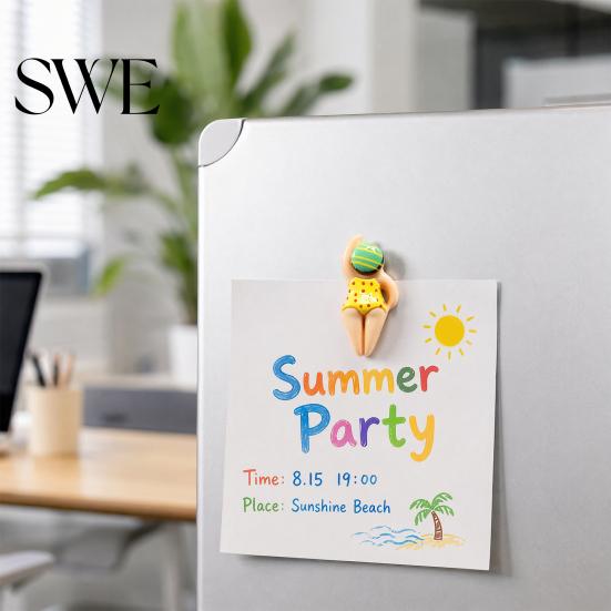 Fridge Door Magnet 6/11Pcs 3D Swimming Figure Refrigerator Magnet, Cartoon Bikini Women Metal Surface Decorative Home Kitchen Office Whiteboard Locker
