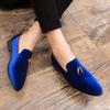 Fashion Party and Wedding Handmade Men Loafers Men Velvet Shoes Leaves and Gold Buckle Men Dress Shoe Men's Flats