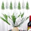 Artificial Pine Needles Branches Christmas Ornament Snowflake Simulation Green Plant Decoration Xmas Tree New Year Party Decors