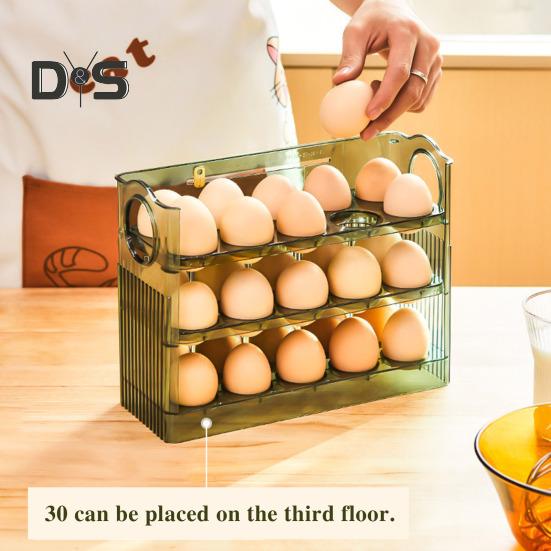Ящик для хранения яиц с ручкой, большой вместимости, многослойный дизайн, экономящий место, держатель для яиц, органайзер для кухни и холодильника