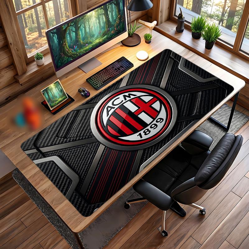 Большой коврик для мыши с принтом AC Milan, нескользящий мягкий резиновый игровой коврик для стола, декор для офисного ноутбука компьютера