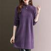 Turtleneck Knitted Dress for Women Loose Mid-length Sweater Dress Solid-color Casual Pullover Autumn and Winter
