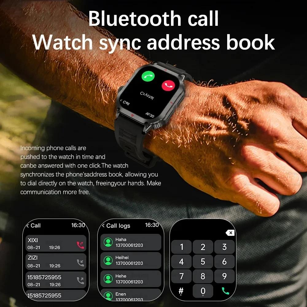 Новинка 2024 года, спортивные прочные военные умные часы, мужские часы Ftiness, IP68, водонепроницаемые, 1,95 дюйма, AI Voice, NFC, Bluetooth, умные часы с вызовами