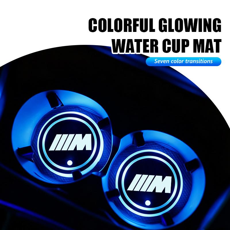 BBKK9 Car Colorful Luminous LED Atmosphere Light Cup Coaster Holder For BMW M Performance Alpina M3 M5 M6 X1 X3 X4 X5 G20