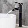 Black Bathroom Basin Faucet Bamboo Style Antique Sink Mixer Deck Mounted Single Handle Hot and Cold Water Taps Wine Style Faucet