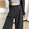 Black and Gray Plaid Wide-leg Pants Women's New Autumn Pants Loose and Lazy, Slimming Straight Casual Pants