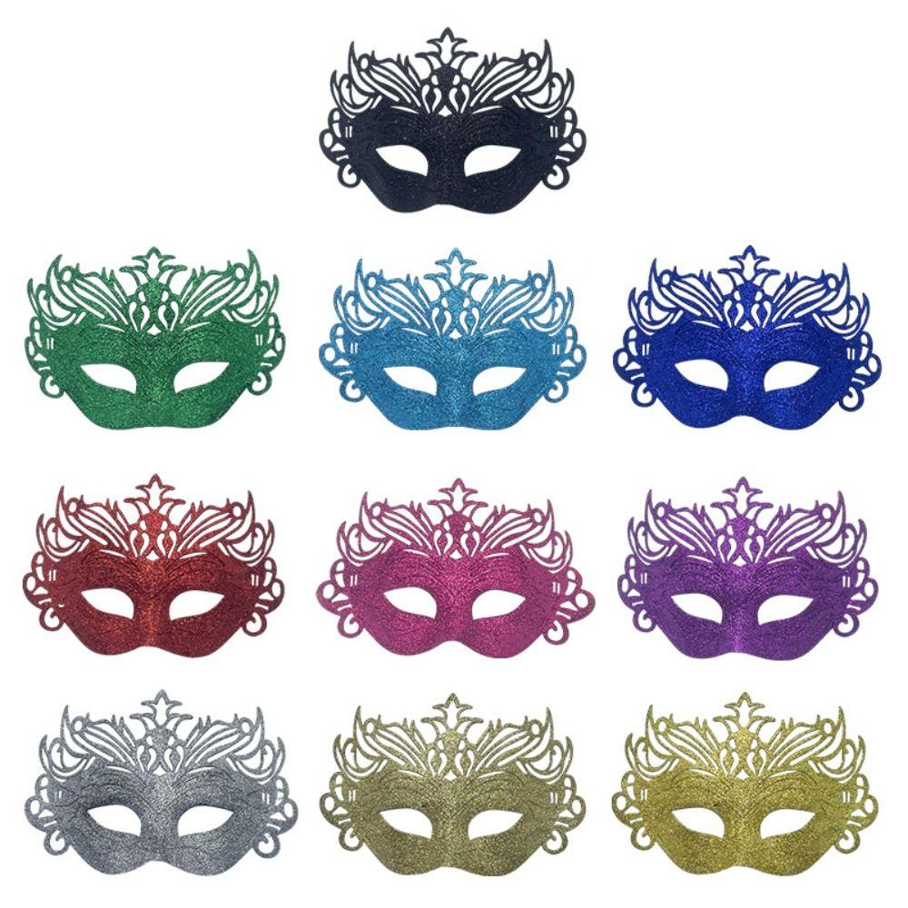 Half Face Design Glitter Crown Mask Sparkle Finish Role Playing Mask Party Mask Accessory Adults