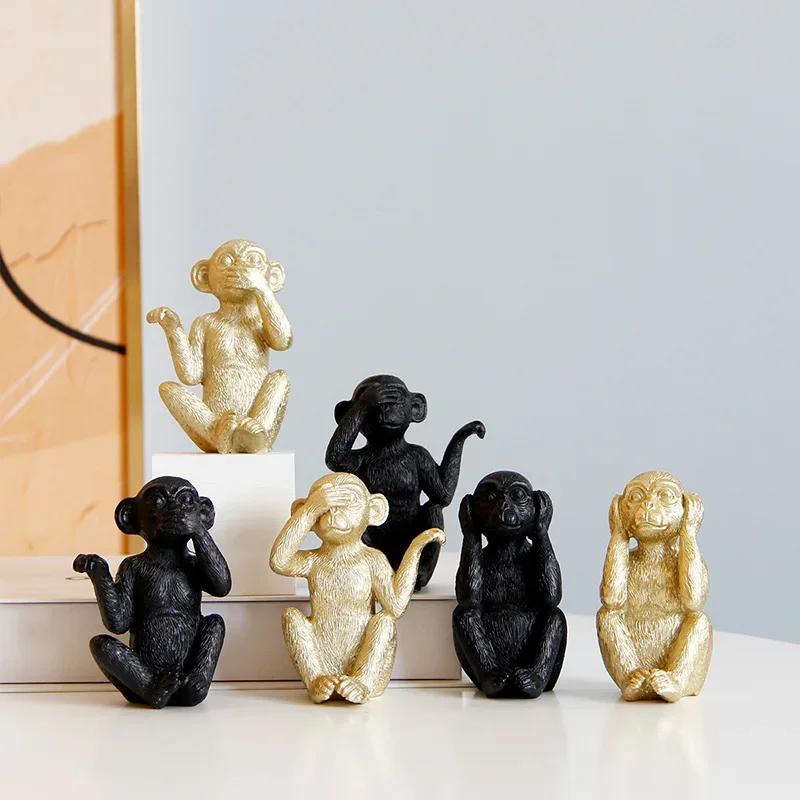 3pcs/set Miniature Monkey Figurines Home Decorative Ornament Crafts Home Bedroom Dormitory Decor Crafts Miniatures