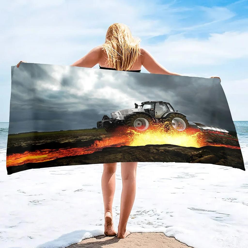 Microfiber Tractor Beach Towel, Sand Free Agricultural Vehicle Towels Oversized, Quick Dry Soft Bath for Sports