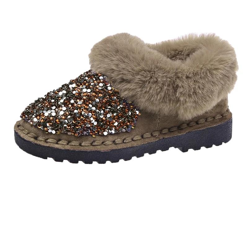 Женская обувь 2024 года, женские ботинки до щиколотки, теплые зимние ботинки, женские туфли со стразами и круглым носком, на низком каблуке, женские туфли Zapatos