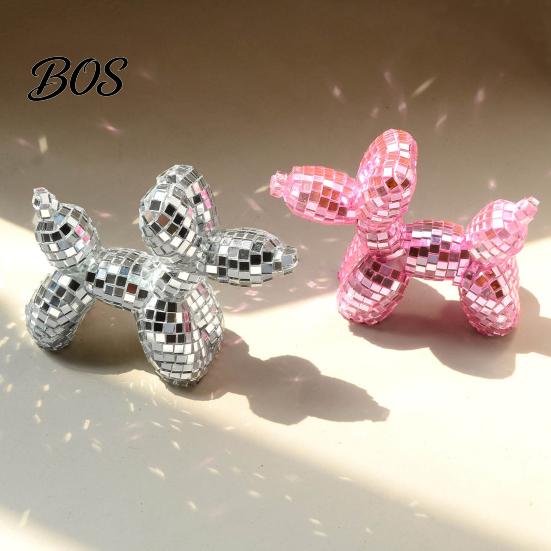 Reflective Mosaic Dog Disco Ornament, Maximalist Balloon Statue for Mom & Dad, Aesthetic Trendy Ball Decor, Preppy Apartment Home Cute Room