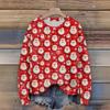 Women's Christmas Print Cardigan Long Sleeve Round Neck Knit Top