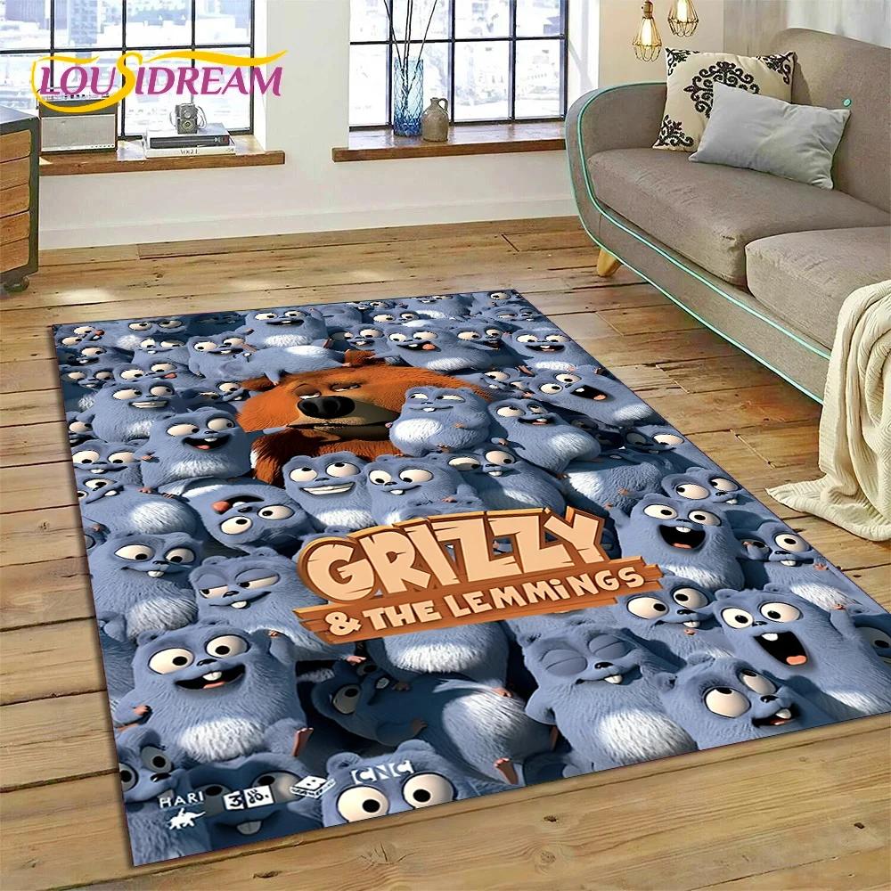 Cartoon Grizzy and The Lemmings Rug Carpet for Living Room Bedroom Home Decor,Floor Mat Non-slip Decoration for Sofa Doormat Kid