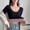 Lamb Wool Warm Top Women's Winter New Style Plus Fleece Thickened Inside with Autumn Clothing Elastic Slim-fit Undershirt Underwear Tide