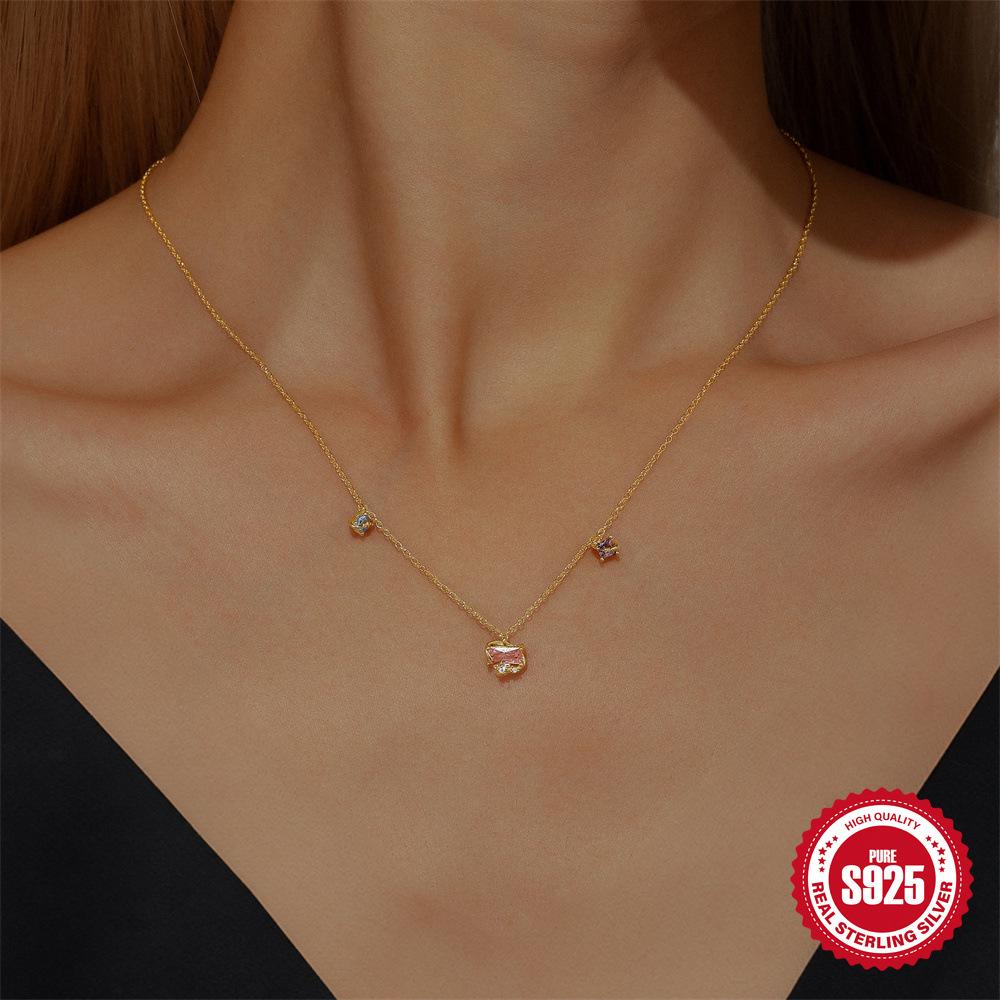 Простая цепочка на ключицу из цветного циркония Silverwind Candy Starry Sky Series S925