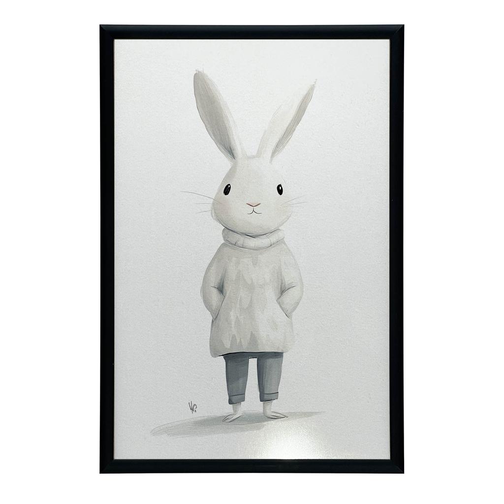 Plakat Uroczy Królik W Sweterku Plakat Uroczy Królik W Sweterku, 50X70 Cm, Bez Ramy, Płótno Premium Na Blejtramie