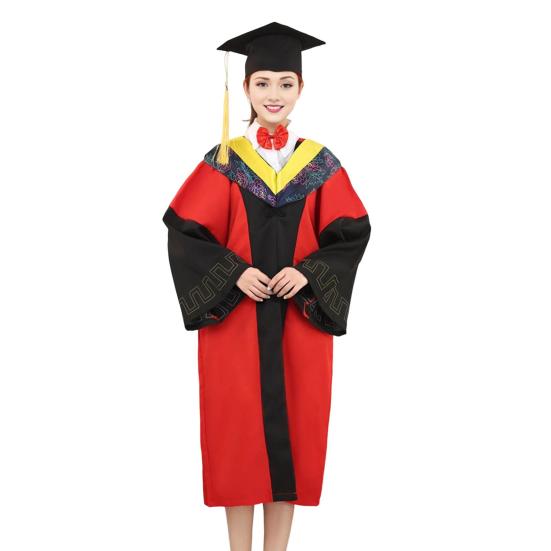 2 шт./компл. Мантия бакалавра со шляпой, V-образный вырез, длина до колена, длинный рукав, скрытая застежка, мантия для выпускника гуманитарного факультета
