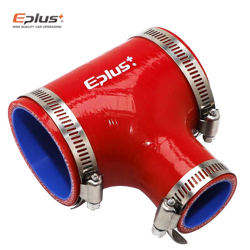 EPLUS Red Universal Silicone Tubing Hose T-shaped 3-way connector Car Intercooler Turbo Intake Pipe Coupler Multi Size
