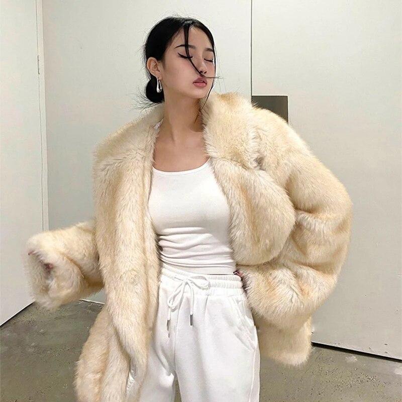 Роскошный брендовый модный градиентный цвет животного, пальто из искусственного меха, женская зимняя свободная куртка большого размера, длинное пушистое пальто, верхняя одежда