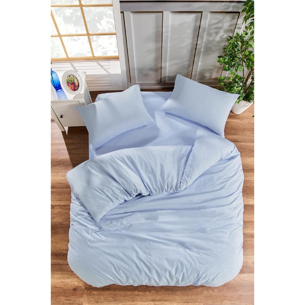 White Square Anthracite Single Duvet Cover Set With Rubber Sheet And 1 Pillow Case